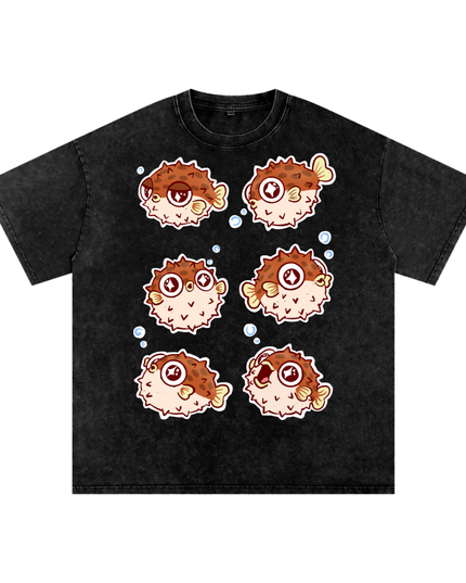 Pufferfish Snow Washed Oversized Cotton
