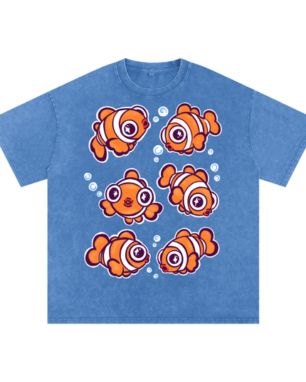 Clown Fish Snow Washed Oversized Cotton