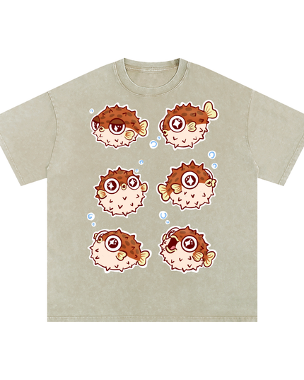 Pufferfish Snow Washed Oversized Cotton