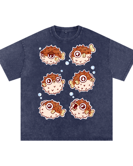 Pufferfish Snow Washed Oversized Cotton