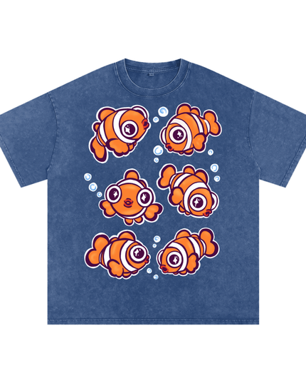 Clown Fish Snow Washed Oversized Cotton