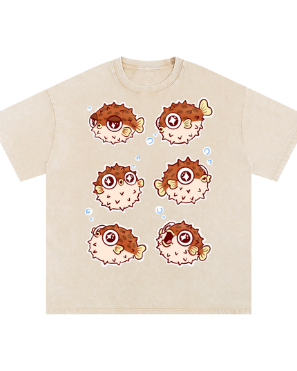 Pufferfish Snow Washed Oversized Cotton