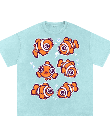 Clown Fish Snow Washed Oversized Cotton