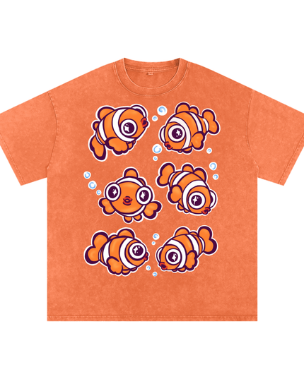 Clown Fish Snow Washed Oversized Cotton