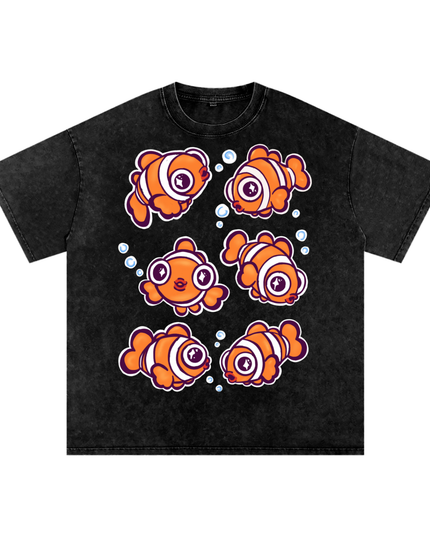 Clown Fish Snow Washed Oversized Cotton