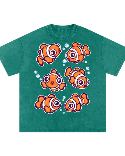 Clown Fish Snow Washed Oversized Cotton