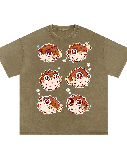 Pufferfish Snow Washed Oversized Cotton