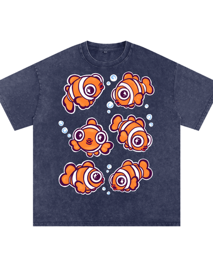 Clown Fish Snow Washed Oversized Cotton